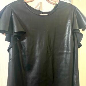 Faux leather blouse